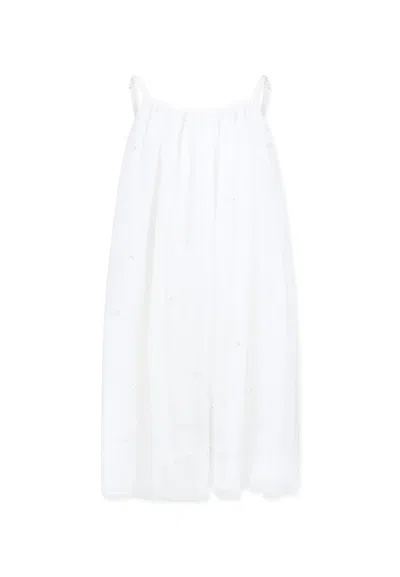 Billieblush Kids' White Dress For Girl With Pearls