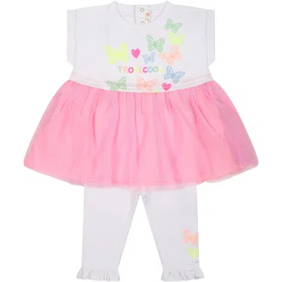 Billieblush White Suit For Baby Girl With Butterflies And Hearts
