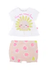 Billieblush White Suit For Baby Girl With Daisy In White