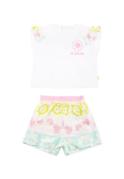 Billieblush White Suit For Baby Girl With Logo