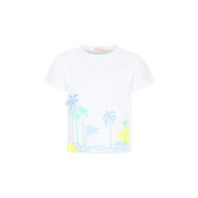 Billieblush Kids' White T-shir For Girl With Palm Tree Print