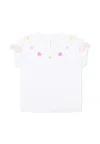 Billieblush White T-shirt For Baby Girl With Hearts And Flowers In White