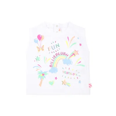 Billieblush White T-shirt For Baby Girl With Raibow