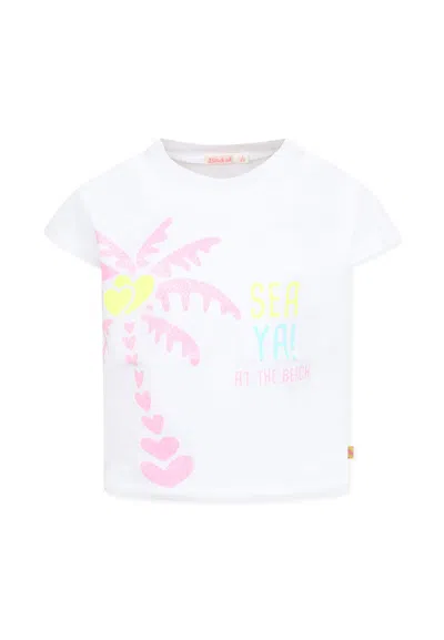 Billieblush Kids' White T-shirt For Girl With Palm Tree