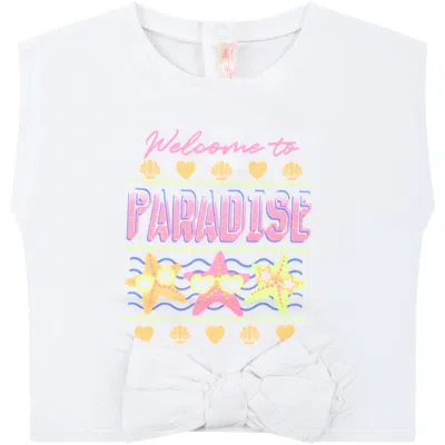 Billieblush White Tank-top For Baby Girl With Print