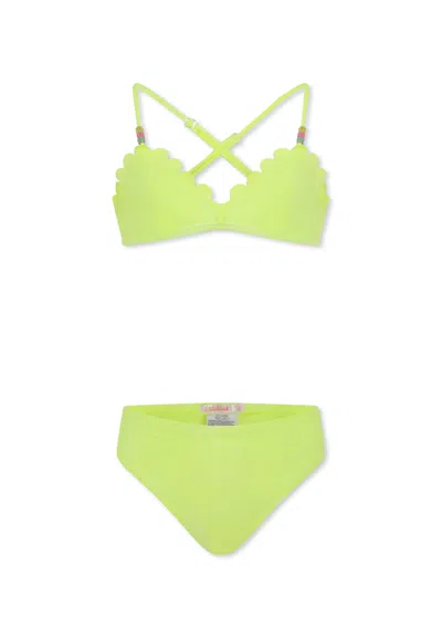 Billieblush Kids' Yellow Bikini For Girl In Green