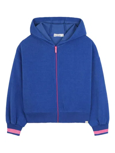 Billieblush Zip-up Hooded Sweatshirt In Blue
