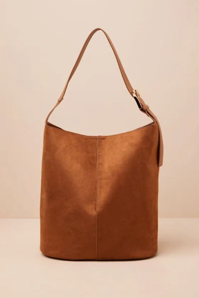 Billini Cali Tan Suede Shoulder Bag In Brown