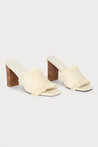 Billini Cayra Woven Fringe Heel In Cream In White