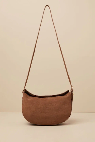 Billini Collins Brown Suede Crossbody Bag In Purple