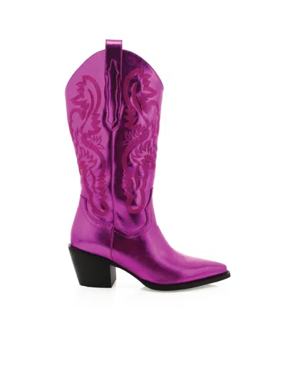 Billini Danilo Cowboy Boots In Pink Metallic
