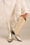 Billini Everlyn Gold Metallic Knee-high Western Boots In Gold