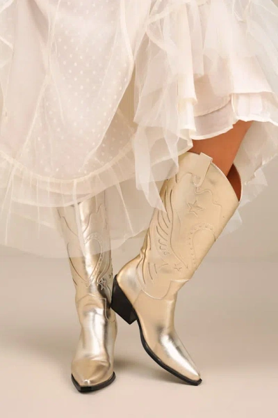 Billini Everlyn Gold Metallic Knee-high Western Boots