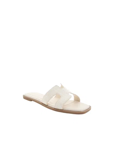 Billini Gordy Flat Sandals In Cream Raffia In Neutral