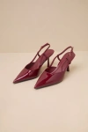 Billini Isabel Cherry Red Patent Pointed-toe Slingback Pumps In Red