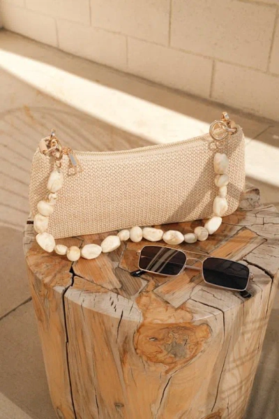 Billini Jamie Bone Raffia Shoulder Bag In Sand