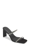 Billini Kallie Pavé Crystal Slide Sandal In Black Satin-diamante