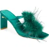 Billini Kayden Feather Slide Sandal In Fern Satin