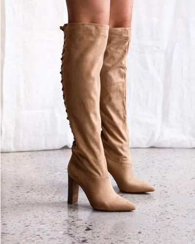 Billini Kimba Latte Suede Boot In Brown In Beige