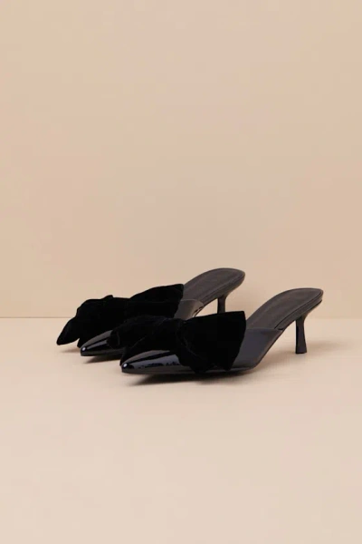Billini Niva Black Patent Bow Kitten Heel Pumps
