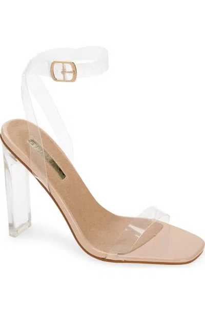 Billini Odina Clear Strap Heel In Nude-patent In Brown