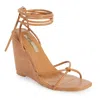 Billini Otis Lace Up Wedge Sandal In Brown In Brown
