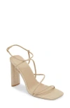Billini Heather Heel Squre Toe Wrap Sandal In Light Clay In Stone Croc