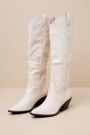 Billini Ulise Ivory Pointed-toe Knee-high Western Boots In Ivory
