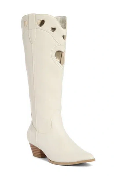 Billini Velma Faux Leather Western Boot In Ivory/ Gold Metallic