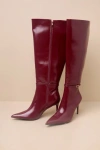 Billini Violetta Cherry Texture Pointed-toe Over The Knee Boots In Red