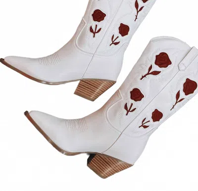 Billini Women's Arden Roses Western Boot In White