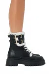 Billini Women's Ferrel Sherpa Combat Boot In Black