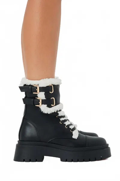 Billini Women's Ferrel Sherpa Combat Boot In Black