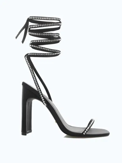 Billini Women's Haleigh Wrap Heel Sandal In Black Diamante