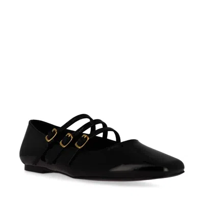 Billini Women's Kairo Strappy Ballet Flats In Black Patent In Animal Print