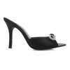 Billini Women's Leilah Bow Heel Slip On Sandal In Black Satin