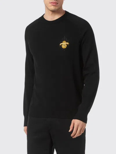 Billionaire Crewneck Cotton Jumper With Contrasting Logo On The Chest In Black