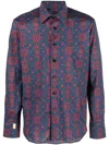 Billionaire Abstract Pattern Print Cotton Shirt In 蓝色