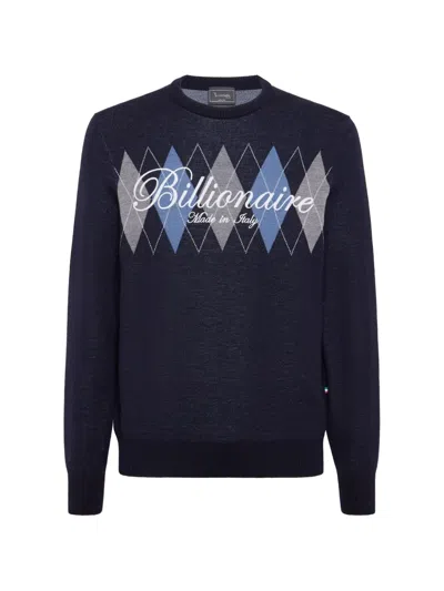 Billionaire Argyle Round-neck Jumper In Blue