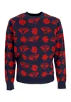 Billionaire-b-club Men's Sweater Diamonds & Dollars Knitted Jumper Navy/red In Navy/red
