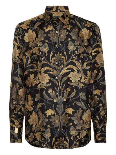 Billionaire Baroque-print Shirt In Gold