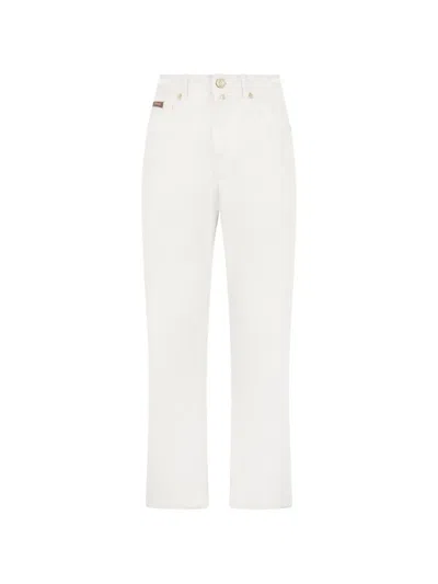 Billionaire Bb Monogram Straight-leg Jeans In White