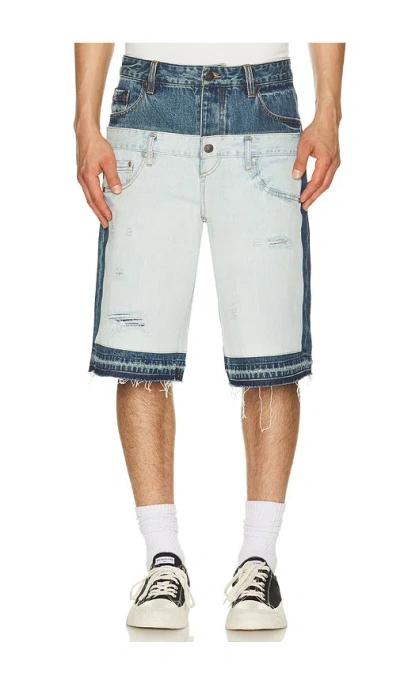 Billionaire Boys Club Apollo Panelled Denim Shorts In Blue