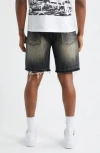 Billionaire Boys Club Bb Cadet Crater Black Distressed Cutoff Denim Shorts In Blue
