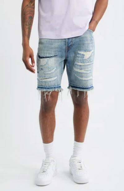 Billionaire Boys Club Bb Cadet Distressed Cutoff Denim Shorts In Blue