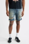 Billionaire Boys Club Bb Cadet Distressed Cutoff Denim Shorts In Blue