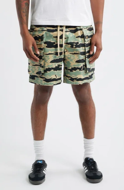 Billionaire Boys Club Bb Camo Drawstring Cargo Shorts In Green