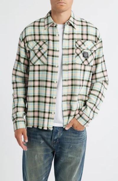 Billionaire Boys Club Bb Dust Storm Plaid Button-up Shirt In Green