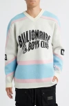 Billionaire Boys Club Bb Puck V-neck Jersey Sweater In White