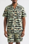 Billionaire Boys Club Bb Tiger Camo Cotton Camp Shirt In Green